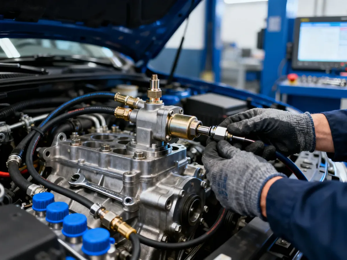 Mechanik montujący regulator ciśnienia paliwa na pompie Common Rail