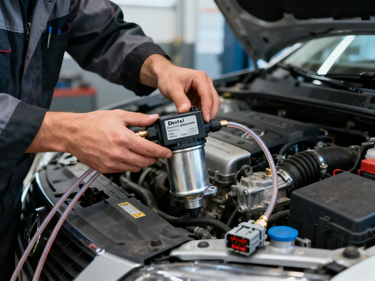 Mechanik montujący czujnik różnicy ciśnień DPF w komorze silnika