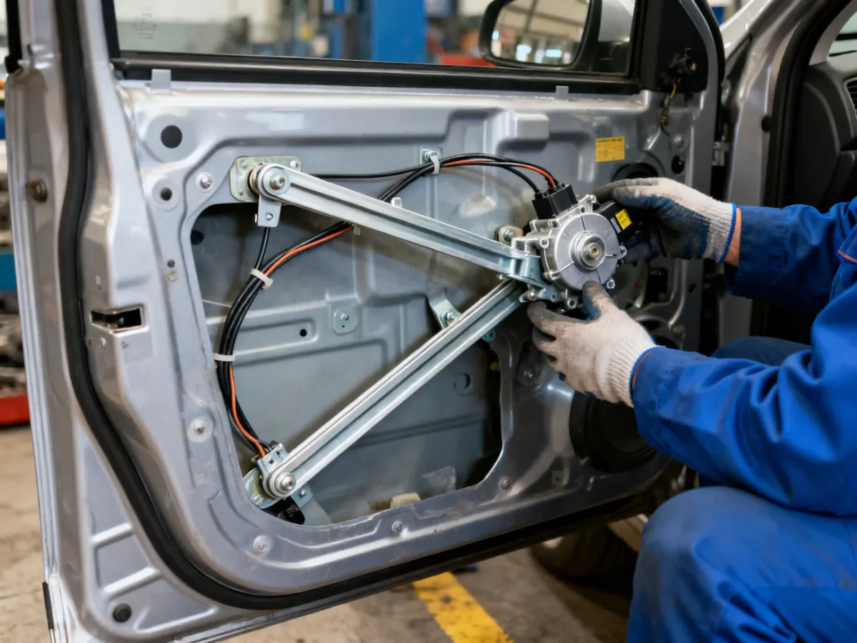 Mechanizm podnoszenia szyby samochodowej zdemontowany do diagnostyki